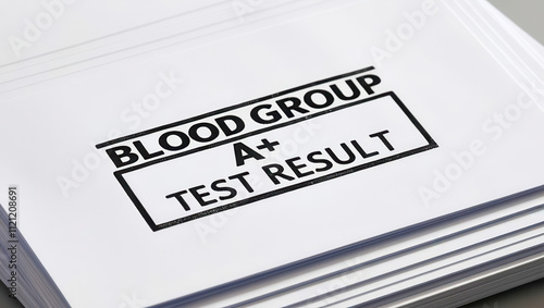 Medical test resultsblood group a+ confirmation document clinical environment detailed view health concept photo