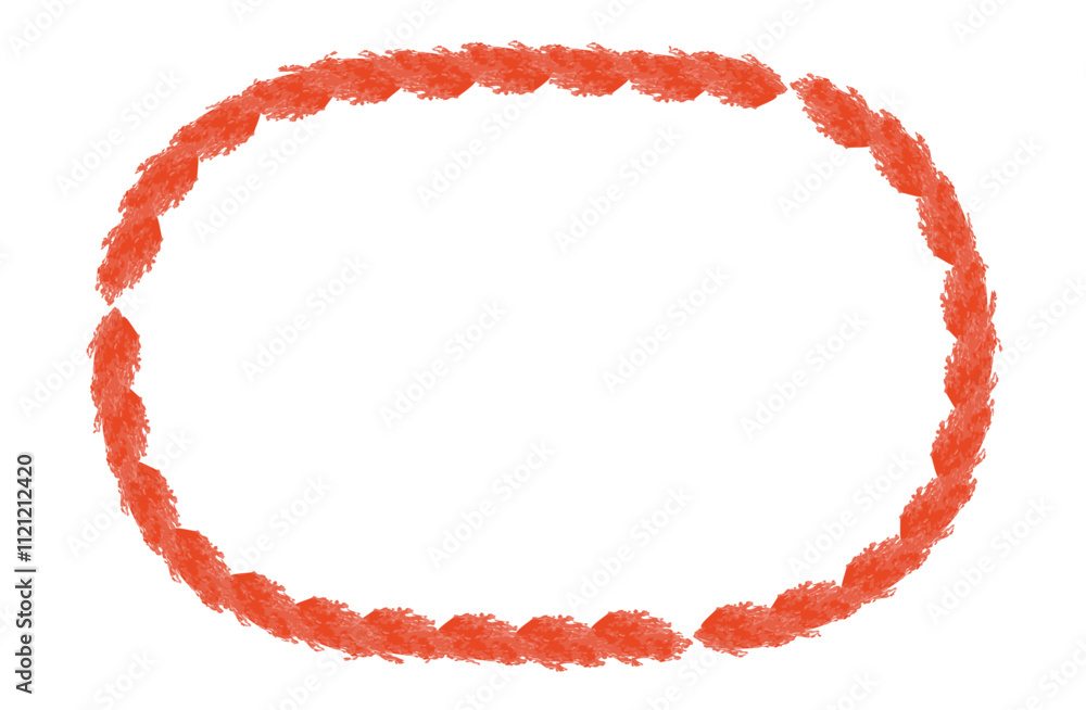 Fototapeta premium Oval frame illustration with red pattern