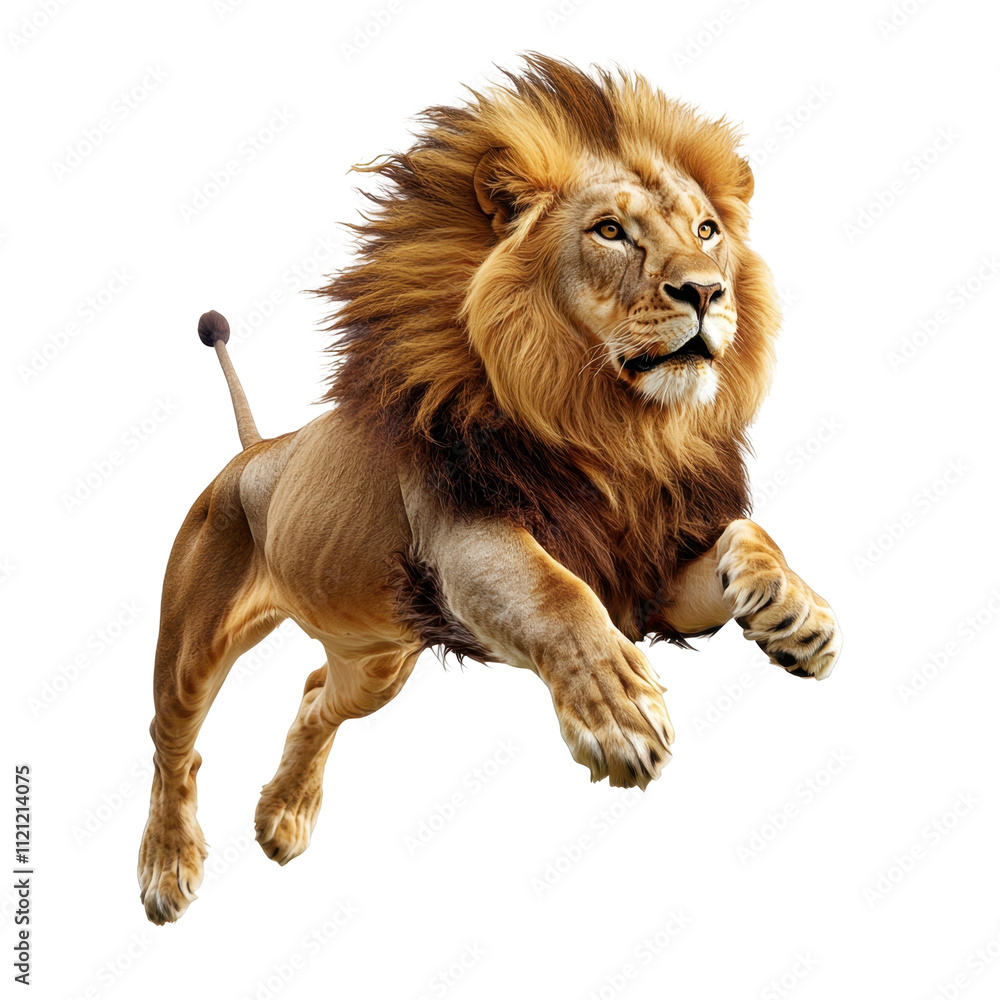 Obraz premium Majestic Lion Roaming in Nature: A Symbol of Strength and Power in the Wild Showcase