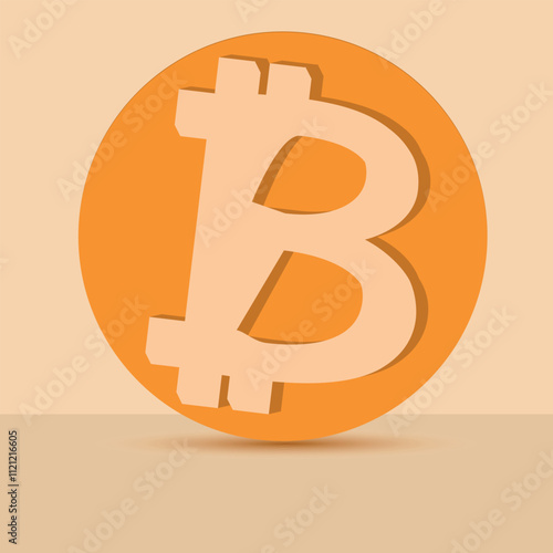 Vector illustration Bitcoin crypto currency blockchain logo. Block chain bitcoin sticker for web or print. Bitcoin logo.