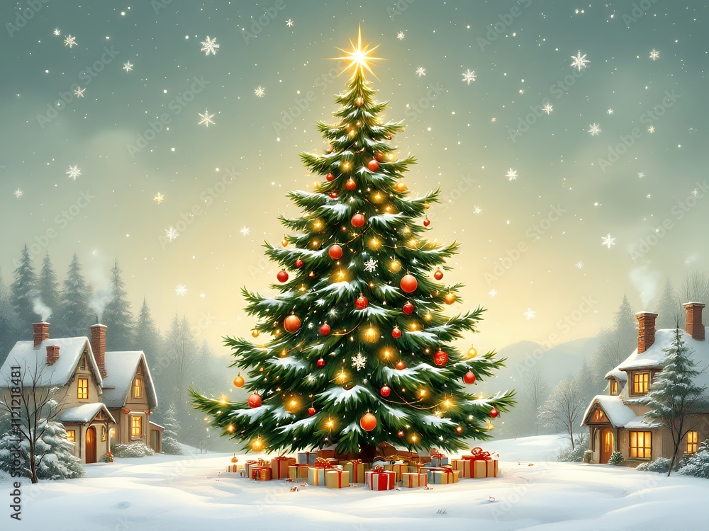 christmas tree in the city Holiday able with Christmas tree greeting cards with text Merry Christmas and happy new year christmas tree in the city Holiday able with Christmas tree greeting cards with text Merry Christmas and happy new year