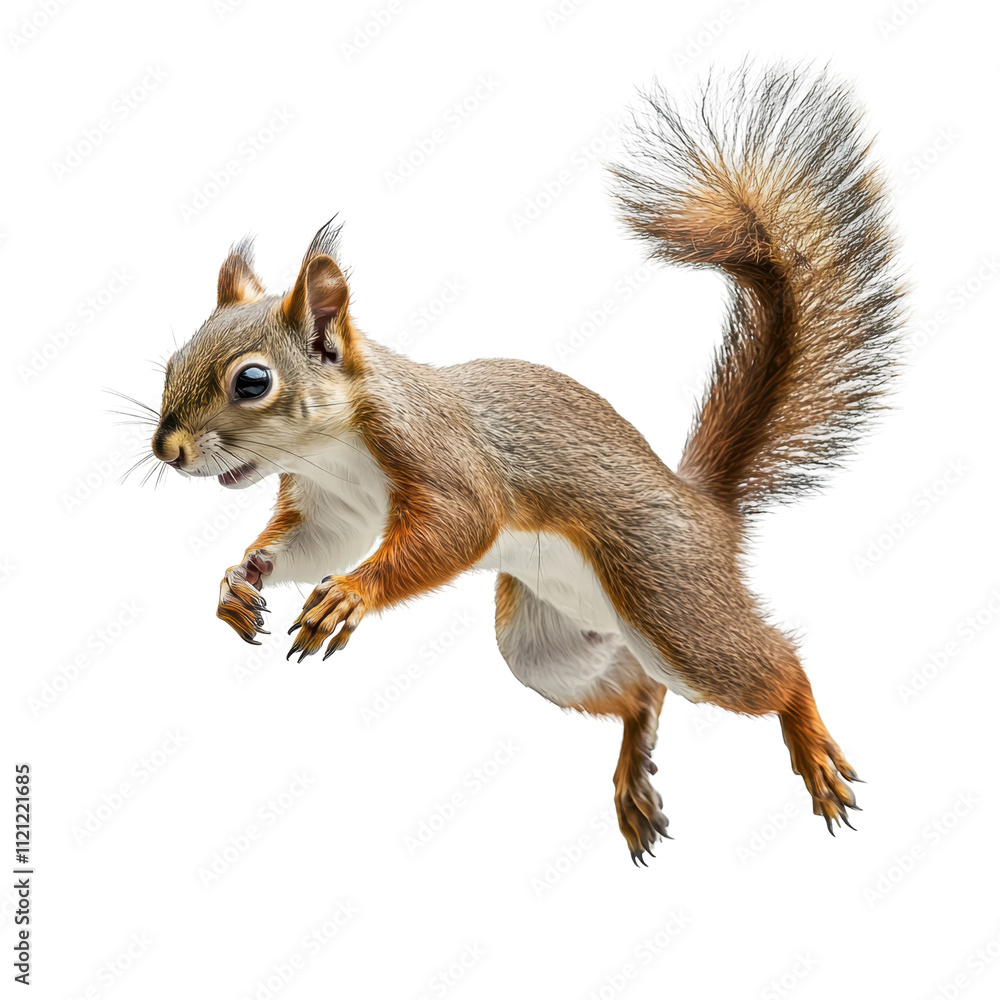 Beautiful Jumping Squirrel with Detailed Fur and Whiskers Captured in Action Beautiful Jumping Squirrel with Detailed Fur and Whiskers Captured in Action
