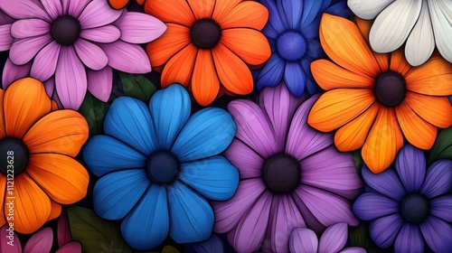 Wallpaper Mural a vector design of a vibrant flower garden, with various blossoms in bright Torontodigital.ca