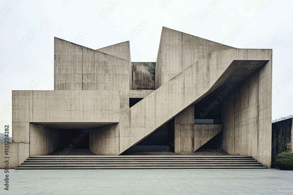 Raw concrete.Brutalist architecture.Brutalism art.Brutalist design.A minimalist brutalist museum with expansive concrete walls and a dramatic, angular design Raw concrete.Brutalist architecture.Brutalism art.Brutalist design.A minimalist brutalist museum with expansive concrete walls and a dramatic, angular design