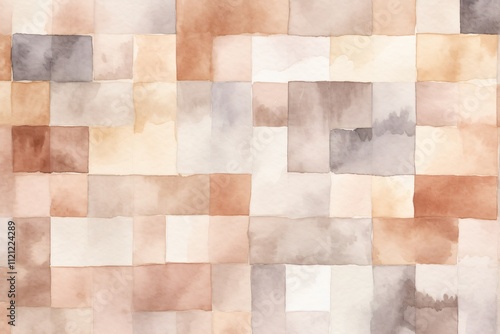 watercolor brown and gray squares pattern wallpaper