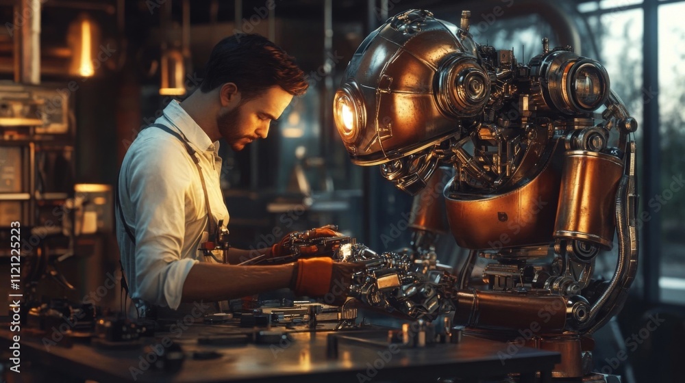 Naklejka premium welder working in the factory