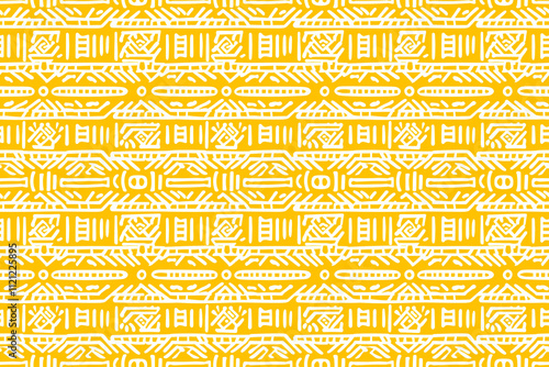 Seamless tribal african yellow and white pattern background