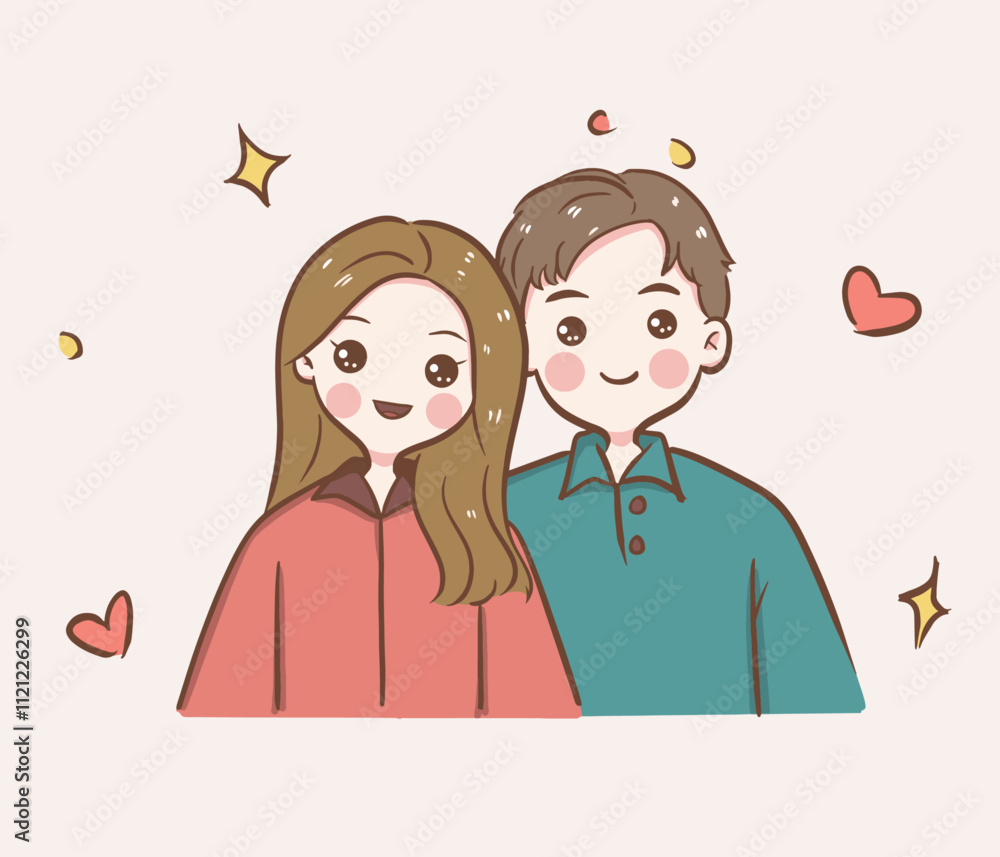 Young loving smiling couple man and woman. Couple Love Cute Vector Young loving smiling couple man and woman. Couple Love Cute Vector