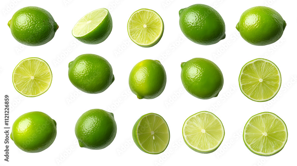 Fresh Green Limes and Slices Isolated on Transparent Background – High-Quality Citrus Fruit Collection Featuring Whole, Halved, and Cross-Sectioned Limes for Food, Beverage, and Culinary Designs Fresh Green Limes and Slices Isolated on Transparent Background – High-Quality Citrus Fruit Collection Featuring Whole, Halved, and Cross-Sectioned Limes for Food, Beverage, and Culinary Designs