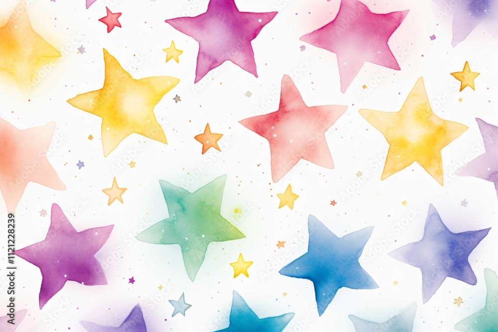 Obraz premium Watercolor colorful stars pattern background