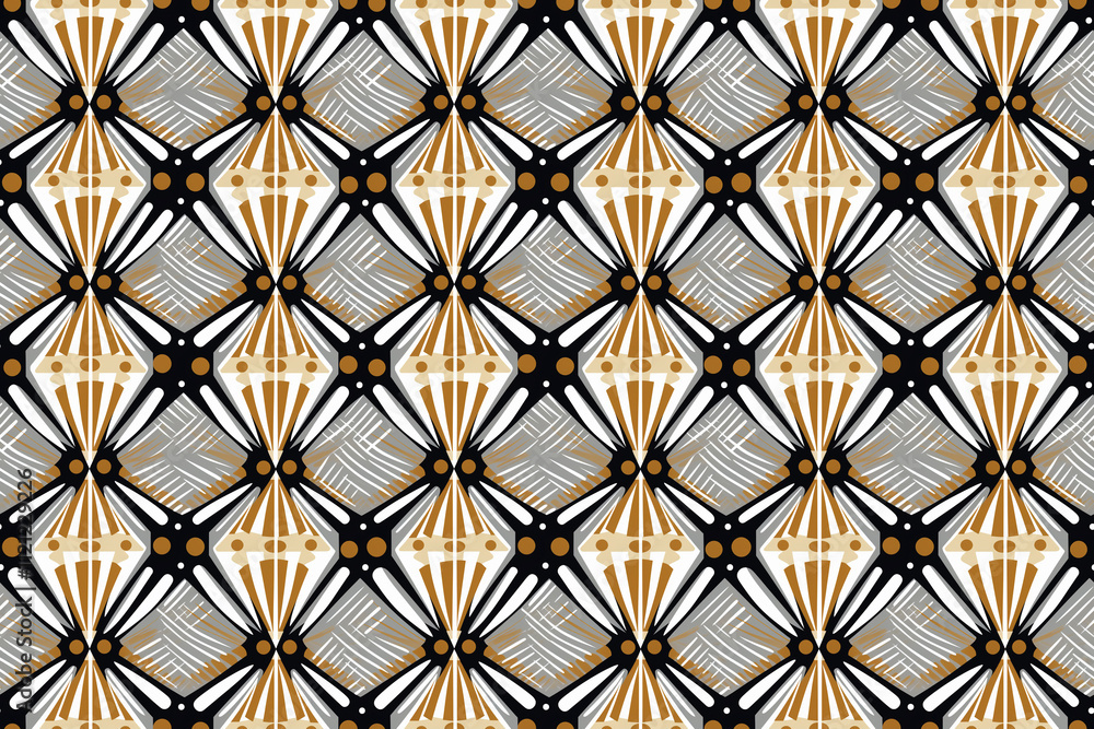 Naklejka premium Seamless beige and gray african wax cloth style pattern