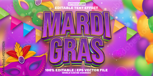 New Mardi gras editable text effect in modern trend style