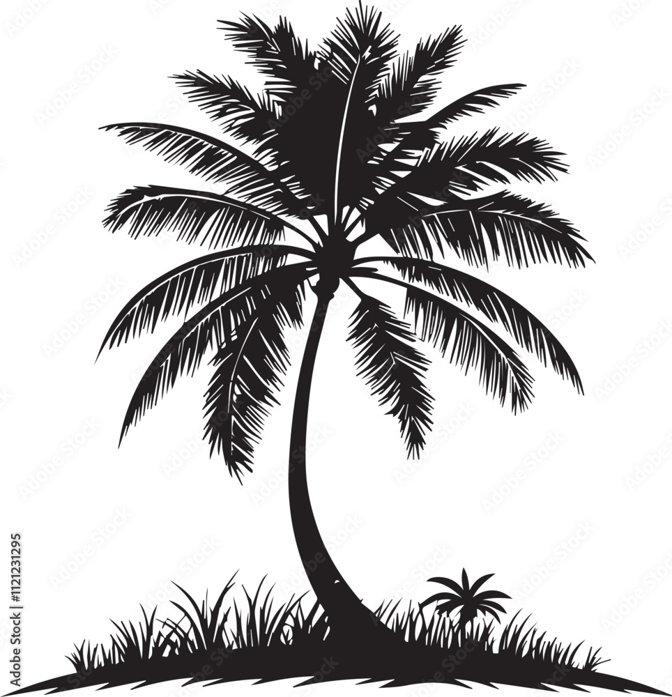 silhouette of coconut tree