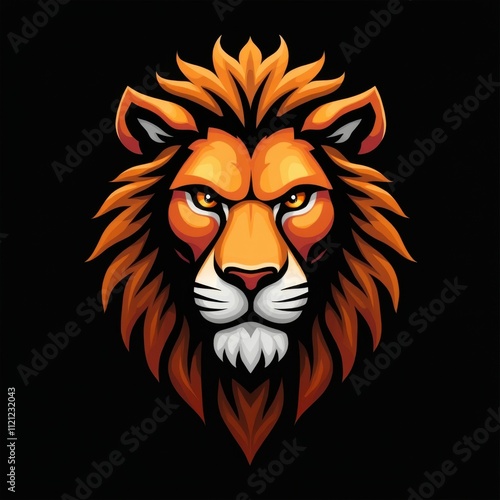 Lion head logo. Mascot lion face logotype. Symbol of power or srength logo king of the jungle photo