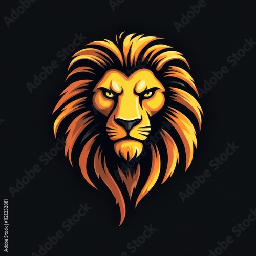 Lion head logo. Mascot lion face logotype. Symbol of power or srength logo king of the jungle photo