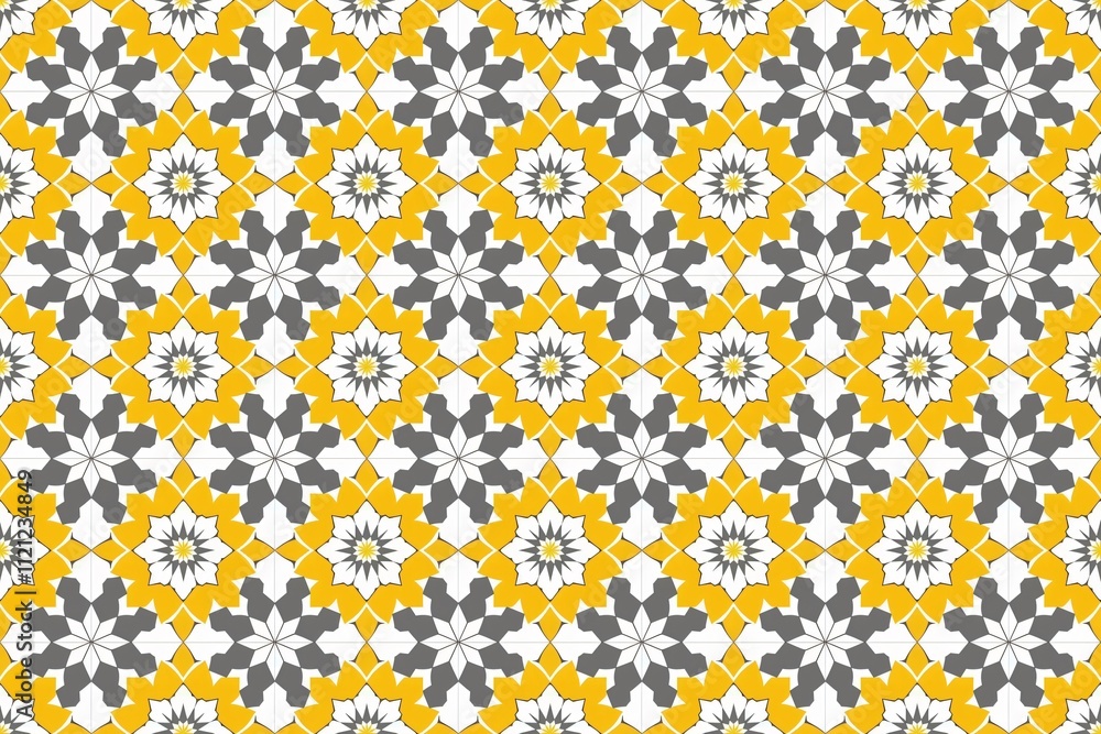 Yellow and gray zellige Moroccan pattern Yellow and gray zellige Moroccan pattern