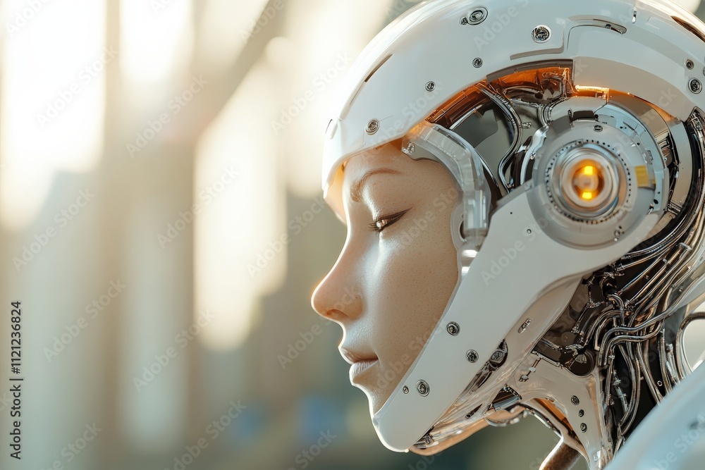 Advanced humanoid robot showcasing intricate design and features in a futuristic setting Advanced humanoid robot showcasing intricate design and features in a futuristic setting