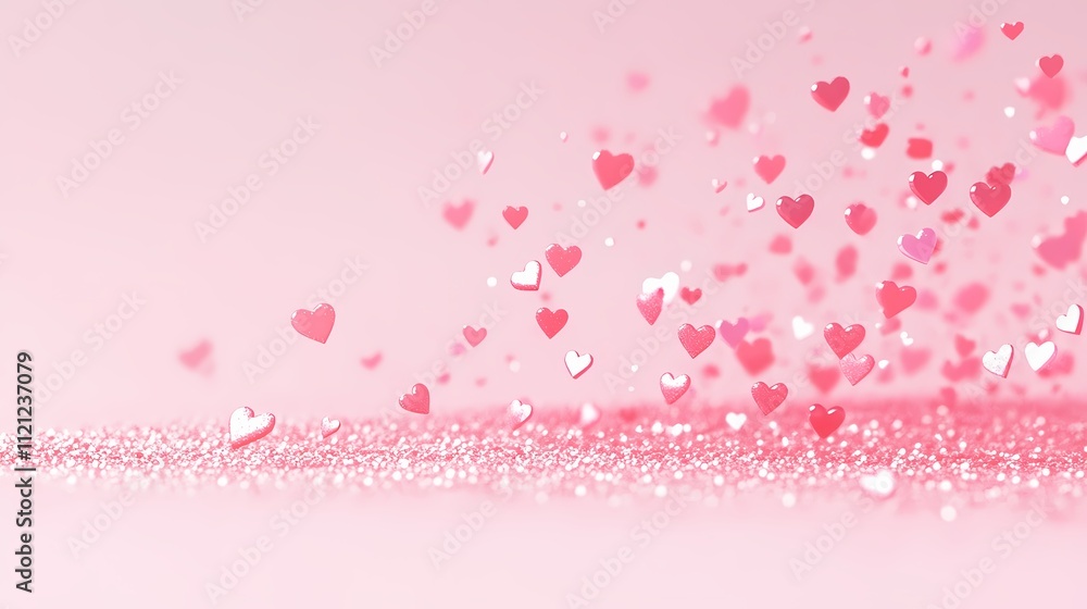 Pink heart shape floating in soft background Pink heart shape floating in soft background