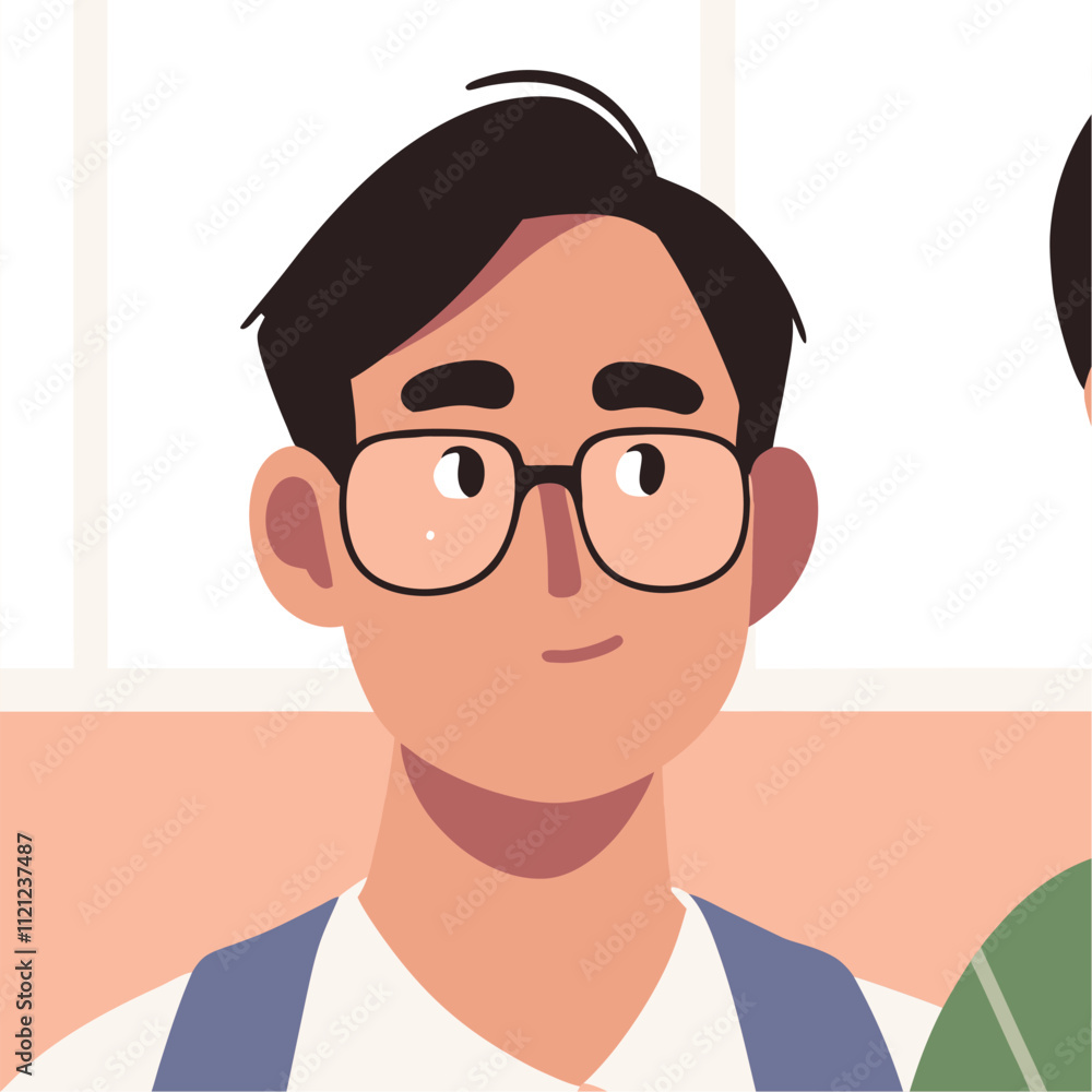 Young man with glasses in a flat style. Vector illustration of a man with glasses. Young man with glasses in a flat style. Vector illustration of a man with glasses.