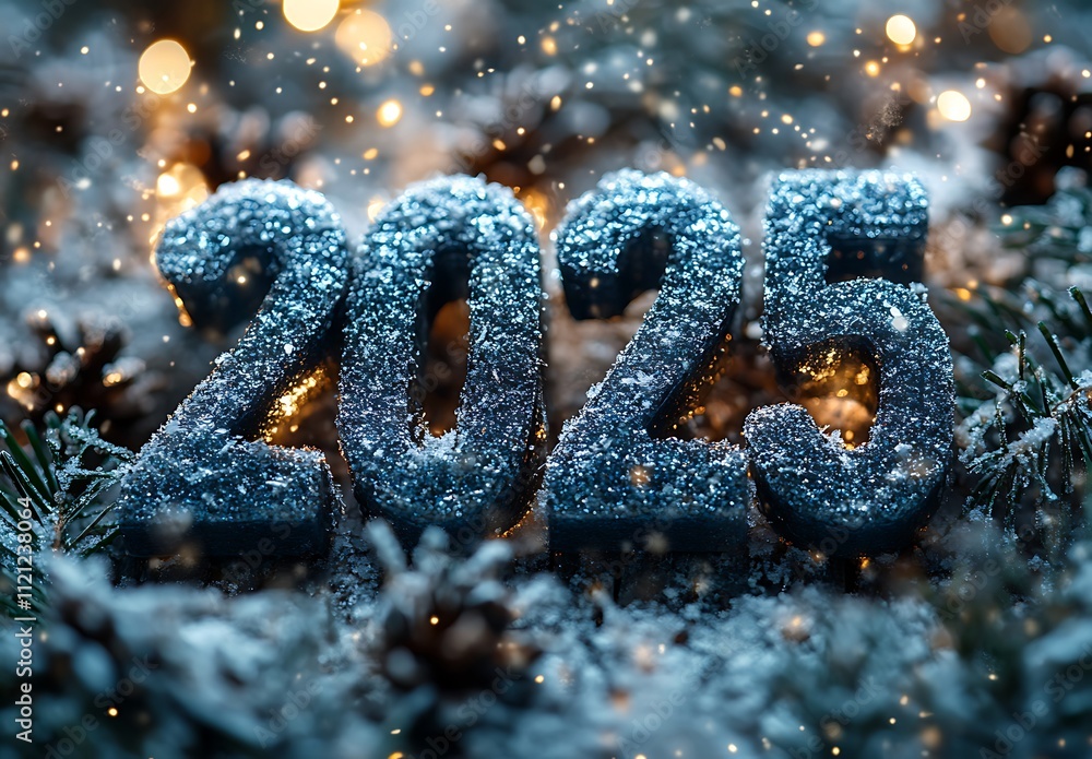 Number 'Happy New Year 2025' in the Snow. Number 'Happy New Year 2025' in the Snow.