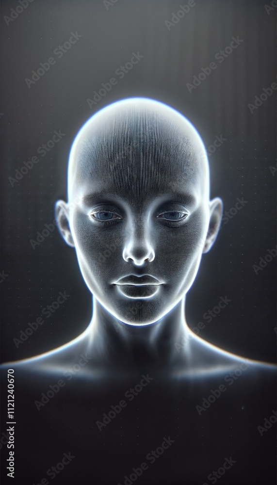 Futuristic digital representation of a humanoid figure with a smooth aesthetic Futuristic digital representation of a humanoid figure with a smooth aesthetic