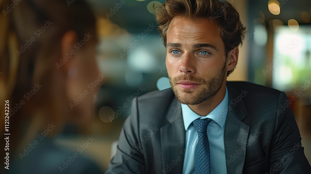 Close-up of a candidate answering a challenging interview question with poise, capturing their determination and focus, with interviewers nodding in approval Close-up of a candidate answering a challenging interview question with poise, capturing their determination and focus, with interviewers nodding in approval