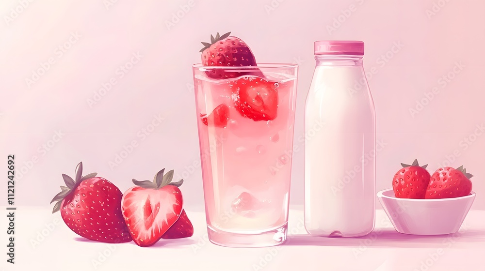 Refreshing Strawberry Milkshake with Fresh Berries Refreshing Strawberry Milkshake with Fresh Berries