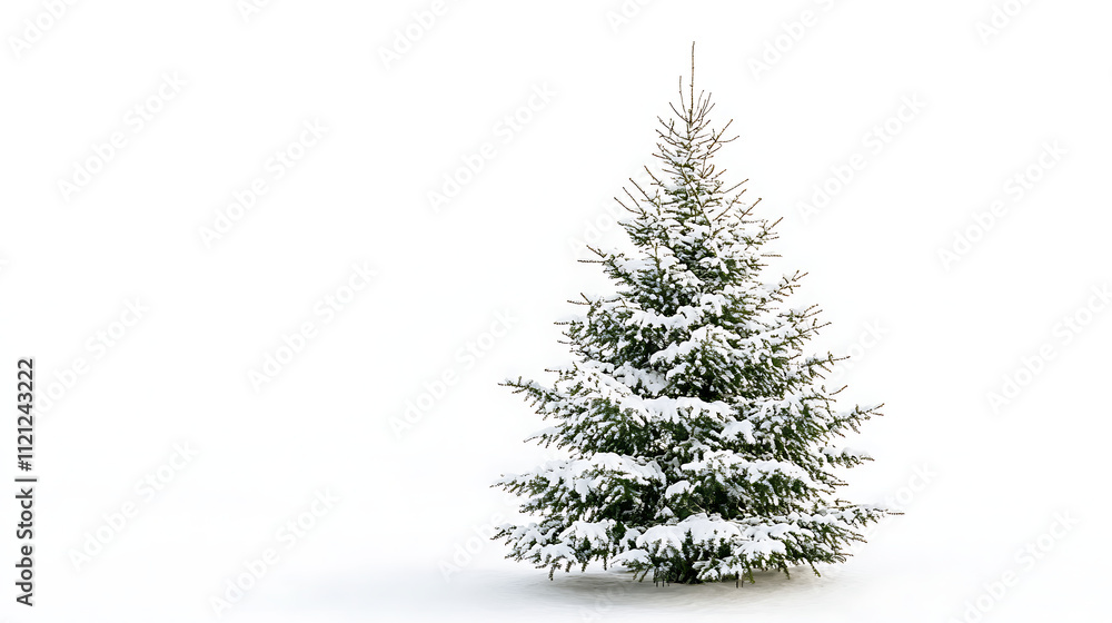Christmas tree filled with snow isolated on white Christmas tree filled with snow isolated on white