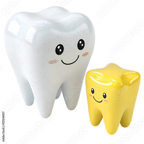 3d white people tooth kid toy tooth isolated on a transparent background photo