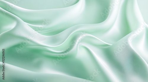 Wallpaper Mural Soft Green Fabric, Elegant Draped Textile, Smooth Silky Surface, Gentle Flowing Material, Luxurious Fabric Texture Torontodigital.ca