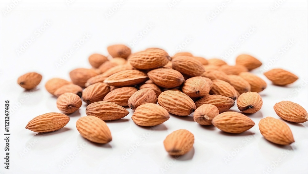 Delicious Almond Nuts on White Background Delicious Almond Nuts on White Background