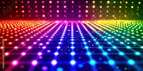 Colorful lighted floor with many different colored lights