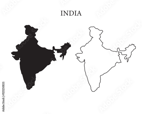 India map vector illustration, scribble sketch Republic India map, Indian map silhouette, Indian country
