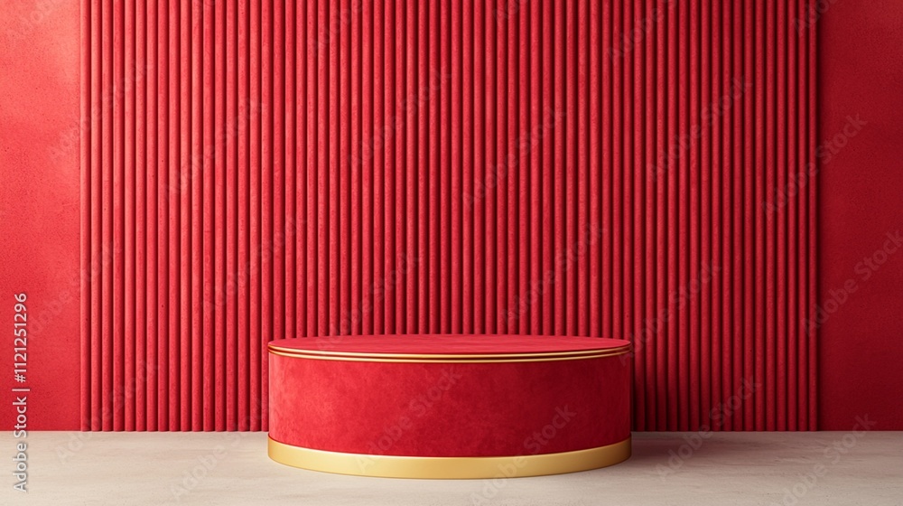 Elegant Luxury Valentine Podium in a Bold Red Environment for Romantic Events Elegant Luxury Valentine Podium in a Bold Red Environment for Romantic Events
