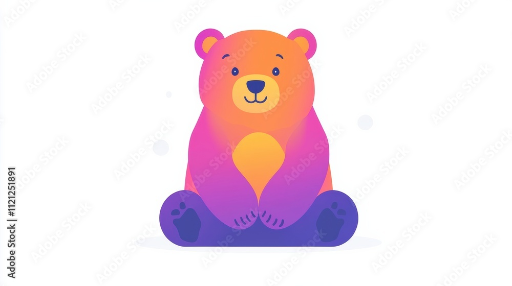 Fototapeta premium Playful cartoon bear illustration digital art whimsical design bright colors fun concept