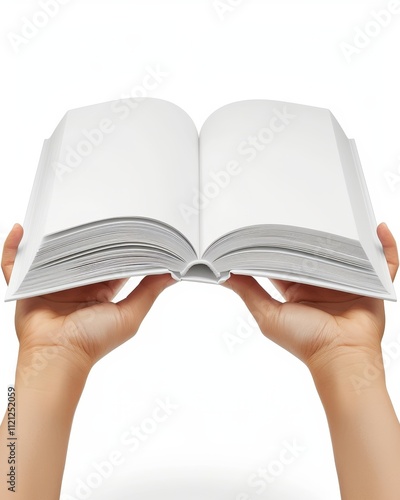 Open book with blank pages symbolizing fresh starts and limitless creativity on a white background photo