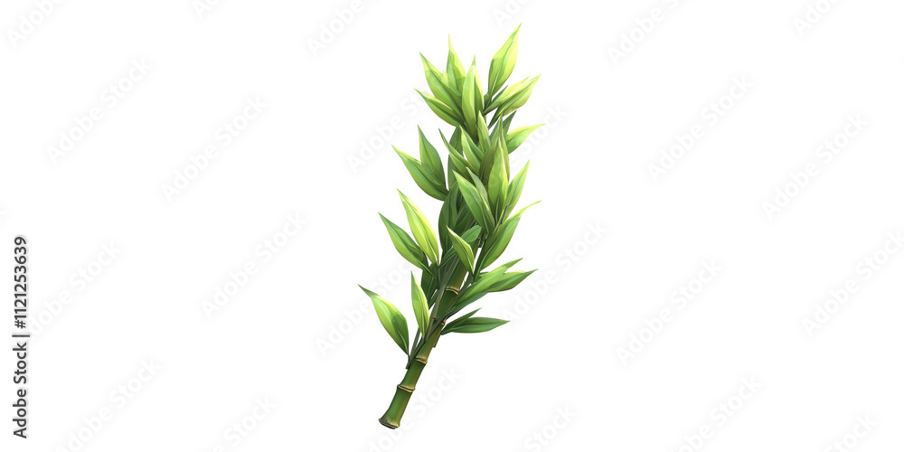 Bamboo branch with green leaves isolated on transparent background Bamboo branch with green leaves isolated on transparent background