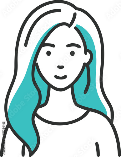 Beautiful woman with blue hair on white background. Vector illustration.