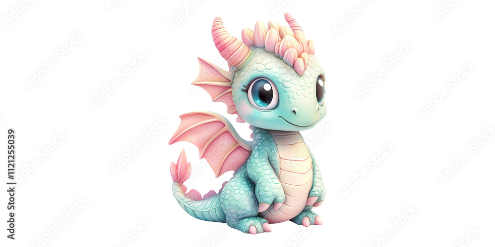 Cute pastel dragon figurine isolated on transparent background Cute pastel dragon figurine isolated on transparent background