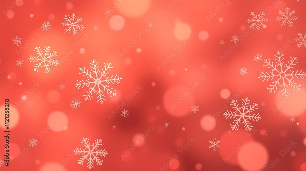 Red Festive Background: Coral bokeh with scattered snowflakes. Perfect for Christmas, winter holidays, and festive designs. Red Festive Background: Coral bokeh with scattered snowflakes. Perfect for Christmas, winter holidays, and festive designs.