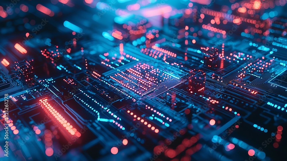 Abstract Technology Border Background with Points and Digital Lines Abstract Technology Border Background with Points and Digital Lines