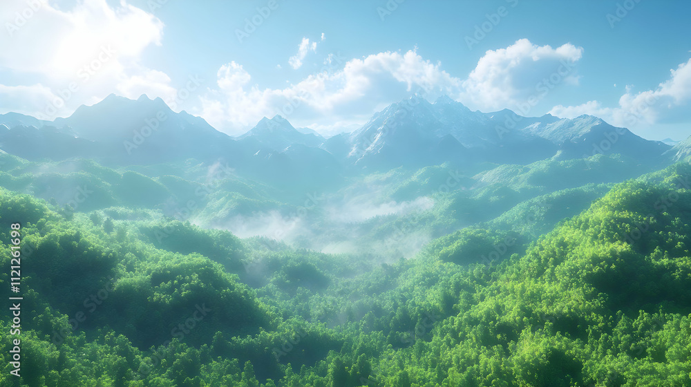 Mountain Forest Landscape Illustration Mountain Forest Landscape Illustration
