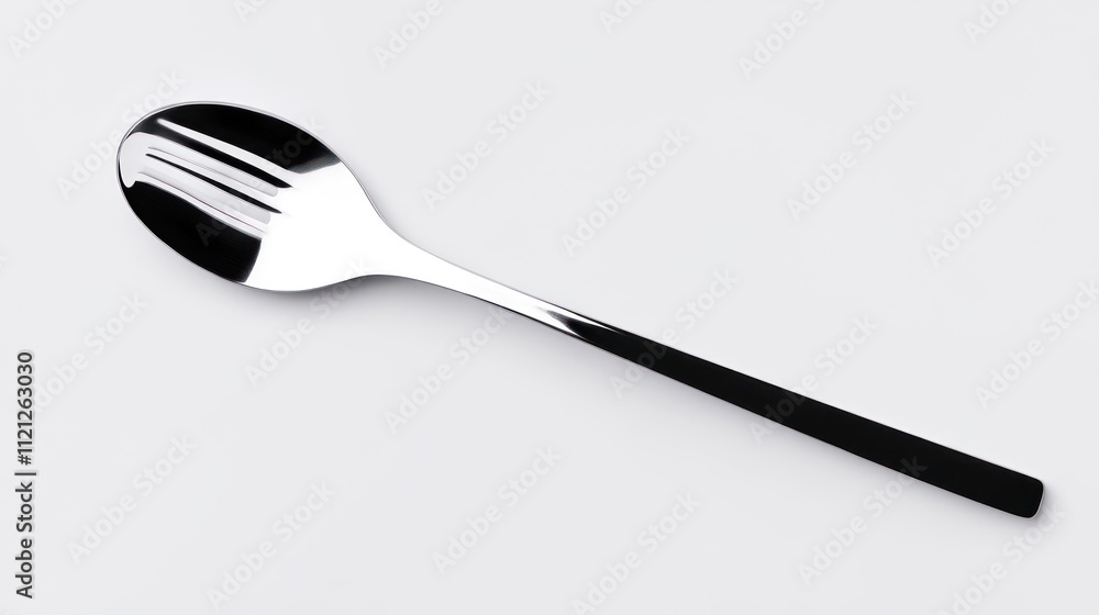 A sleek, modern spoon with a shiny finish for dining. A sleek, modern spoon with a shiny finish for dining.