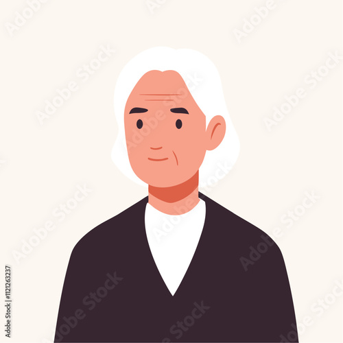 Portrait of an elderly man. Vector illustration in a flat style