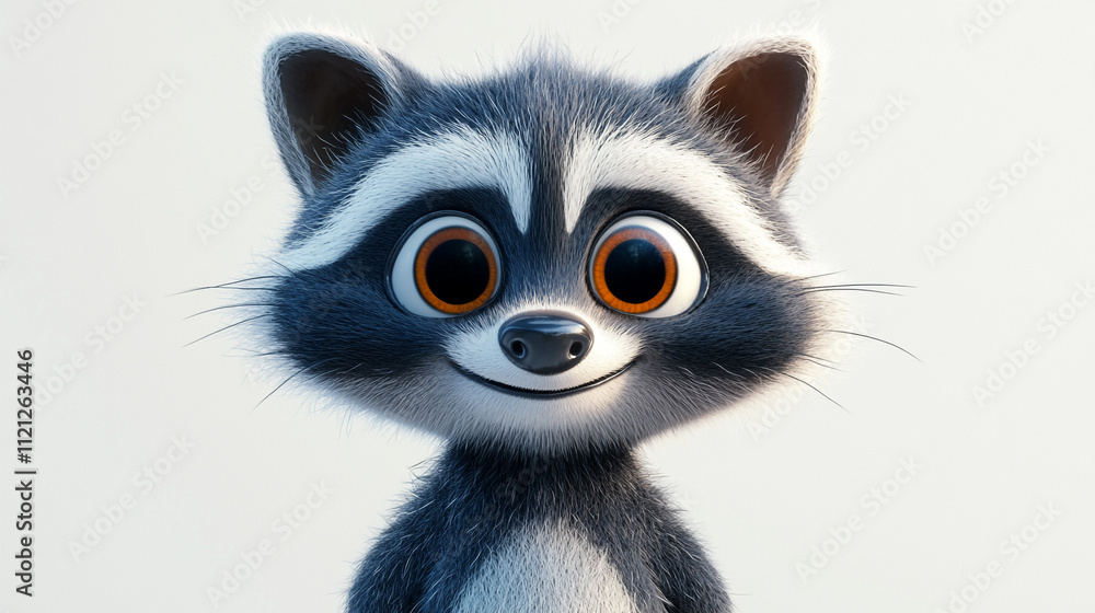 Fototapeta premium Adorable Cartoon Raccoon Cute Animal Character