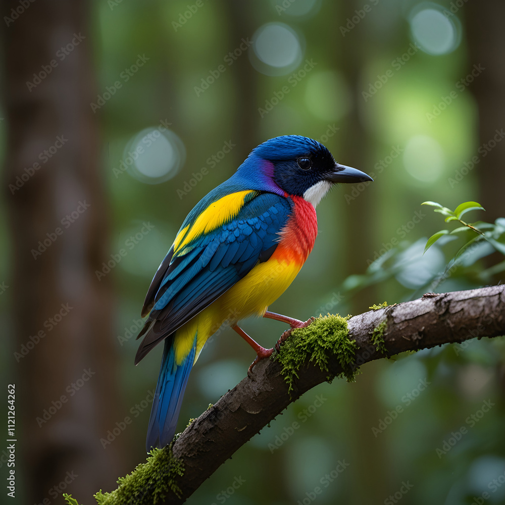 colorful bird sits on a branch colorful bird sits on a branch