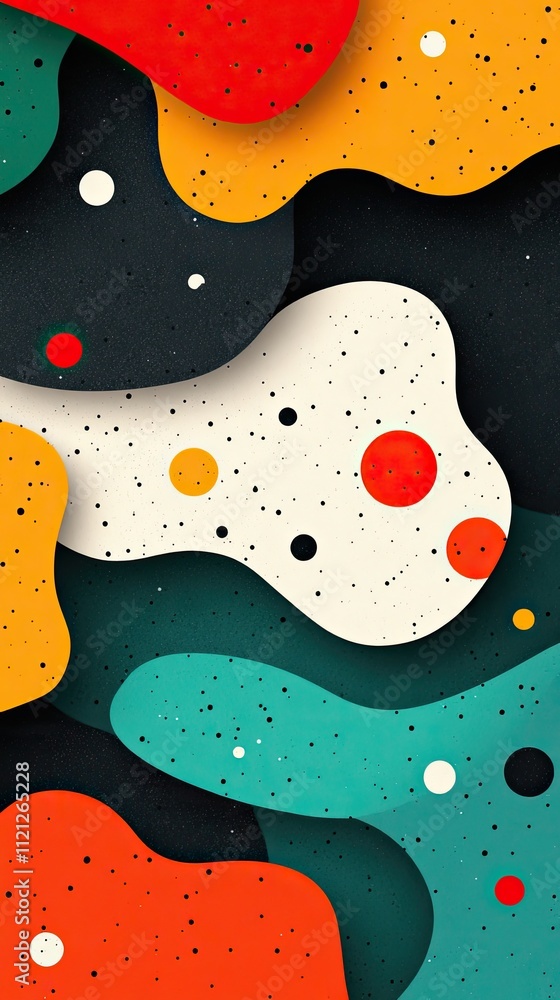 Colorful Abstract Shapes with Black Background Featuring Red, Yellow, Green, White, and Blue Elements in Creative Design Colorful Abstract Shapes with Black Background Featuring Red, Yellow, Green, White, and Blue Elements in Creative Design