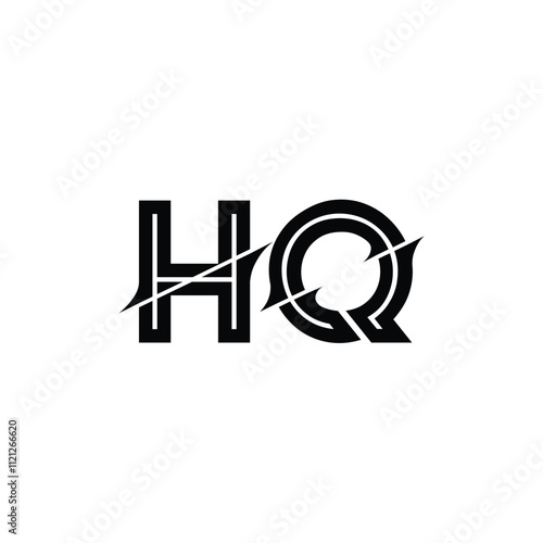 HQ monogram logo design letter text name symbol monochrome logotype alphabet character simple logo