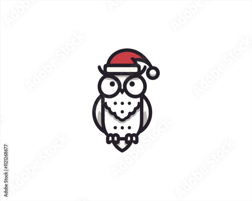 Christmas Owl Logo Design Icon Vector Illustration. Merry Christmas photo