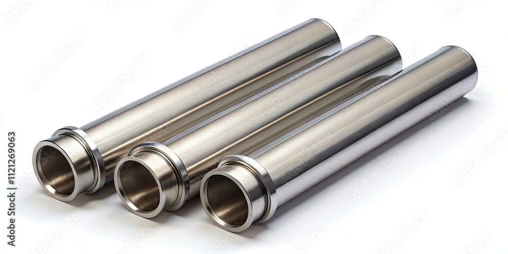 Three metal pipes with a silver top, industrial, metallic, shiny, construction, plumbing, hardware, silver, steel Three metal pipes with a silver top, industrial, metallic, shiny, construction, plumbing, hardware, silver, steel